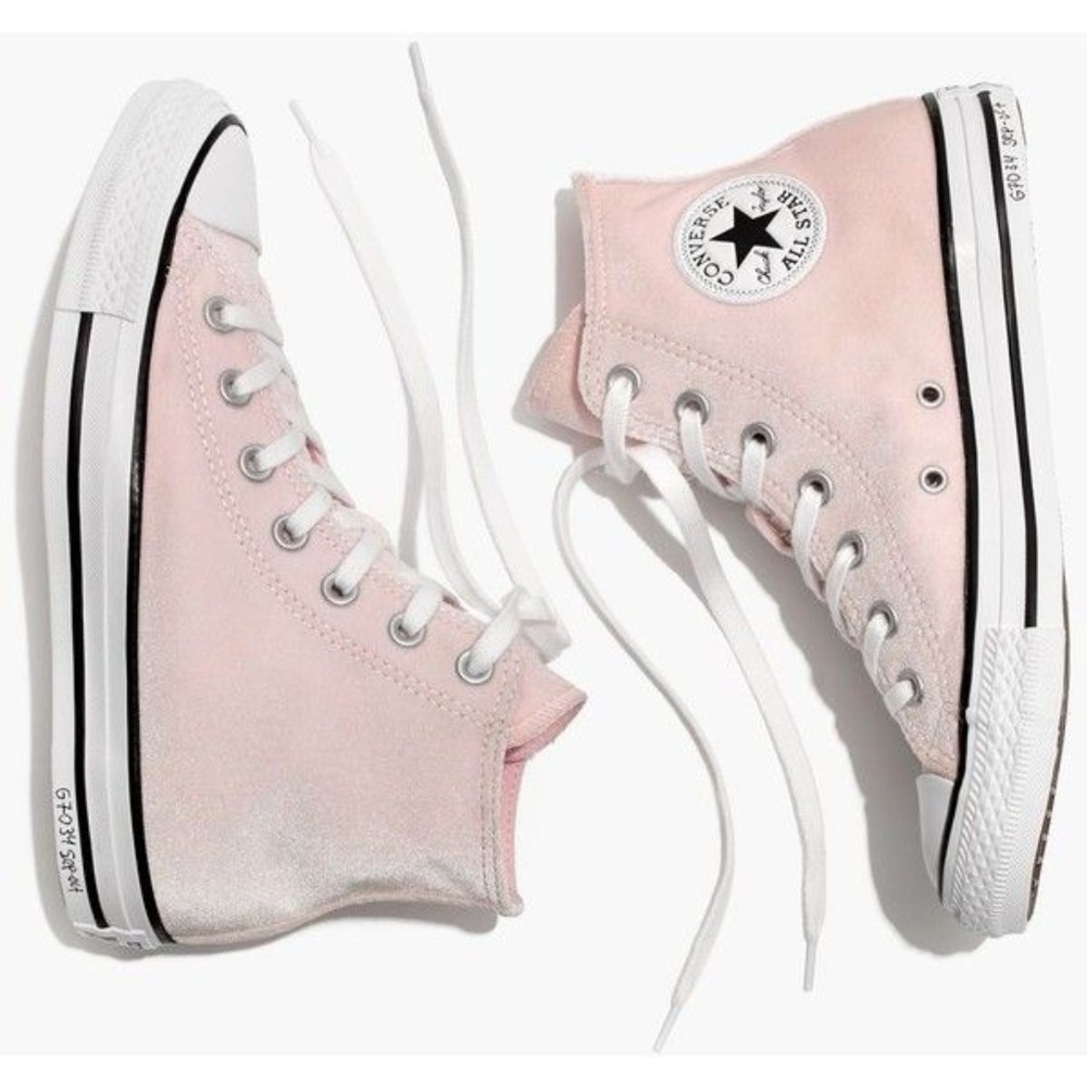 Velvet Converse High Tops in Arctic Pink